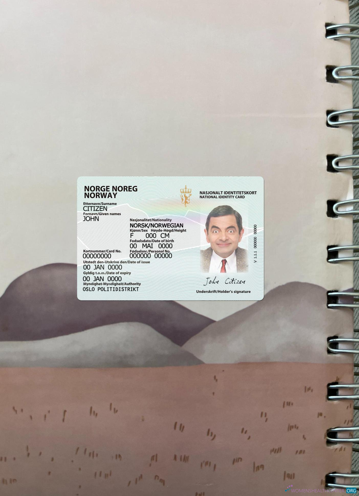 Download Norway ID card version 2 photolook front Photoshop template